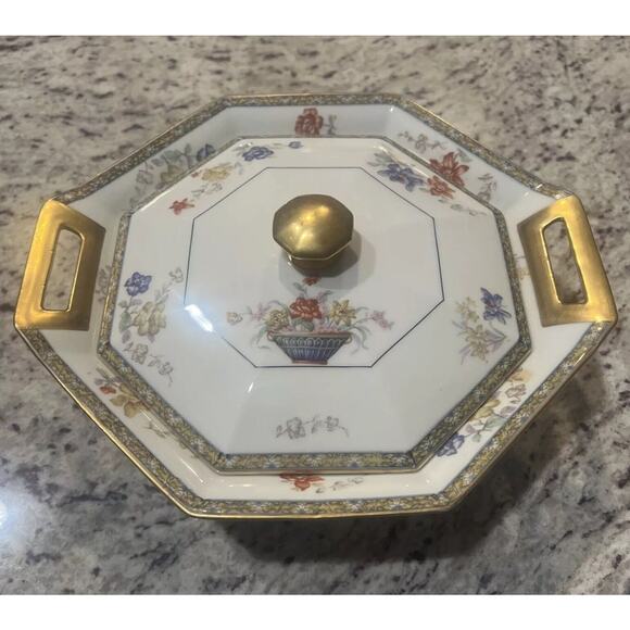 Antique Theodore Haviland Coromandel Limoges Octagon Covered Lid Vegetable Bowl - Picture 1 of 16